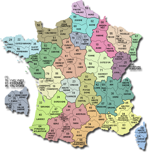 Carte de France des départements